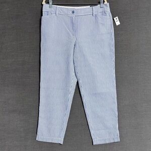 Talbots The Perfect Chino Seersucker Petite 16 NWT New